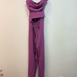 Vix Purple Strapless Jumpsuit with Tapered Legs